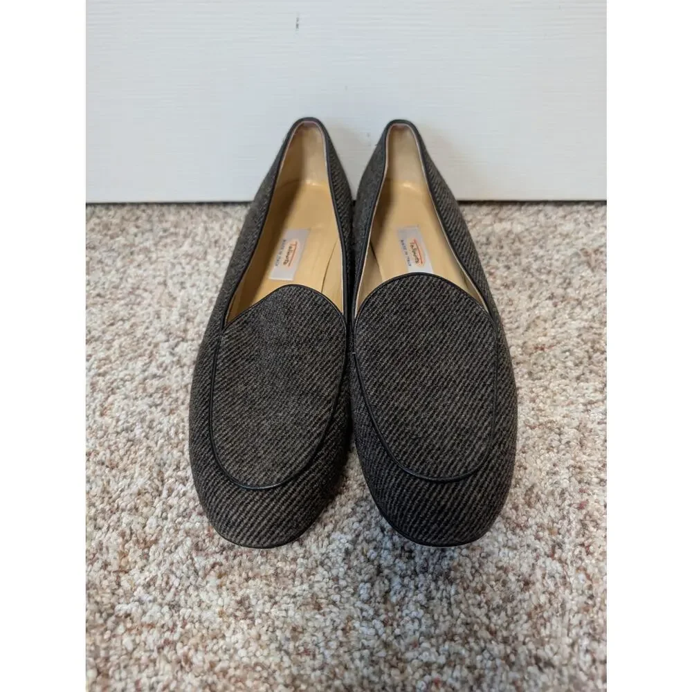 Talbots Black gray tweed Flats Womens Comfortable Slip On Work Office Shoes 10W